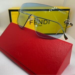 Fendi Silver Sunglasses with Blue Tint